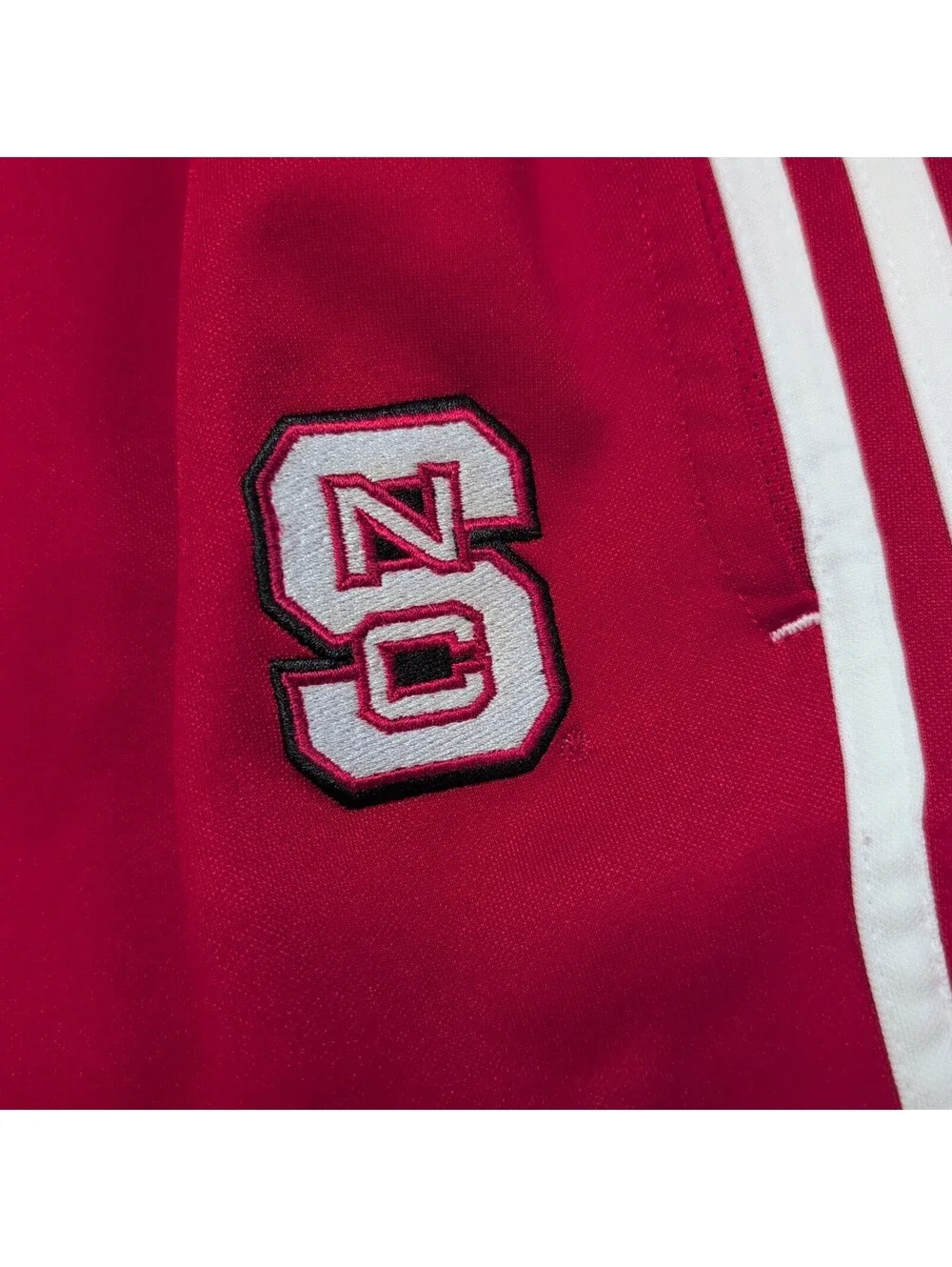 Adidas NC State Wolfpack Track Pants Men's Large Red White 3 Stripe Athletic Jog
